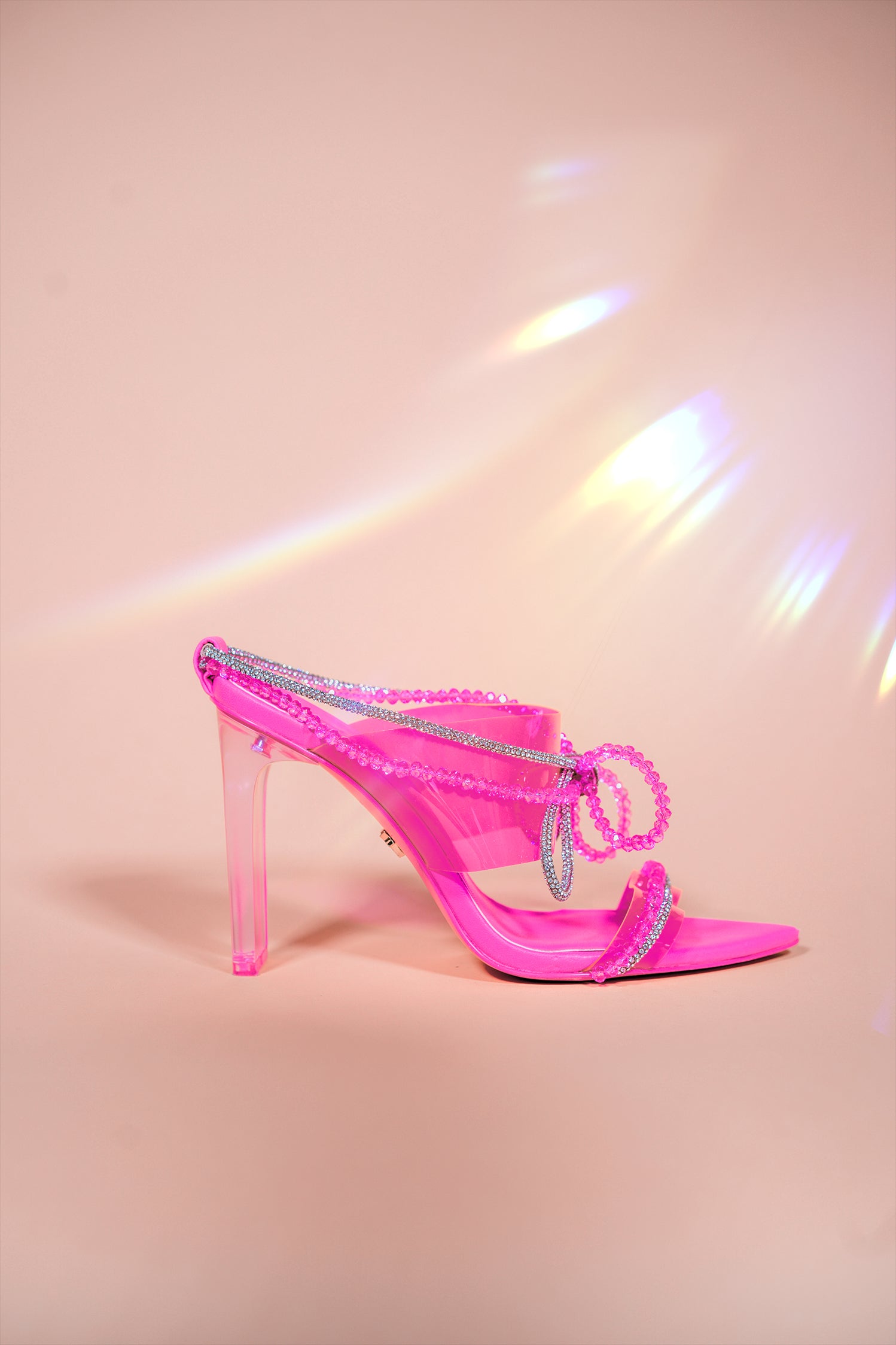 Bertie Pink Sparkly Peep Toe Shoes 5