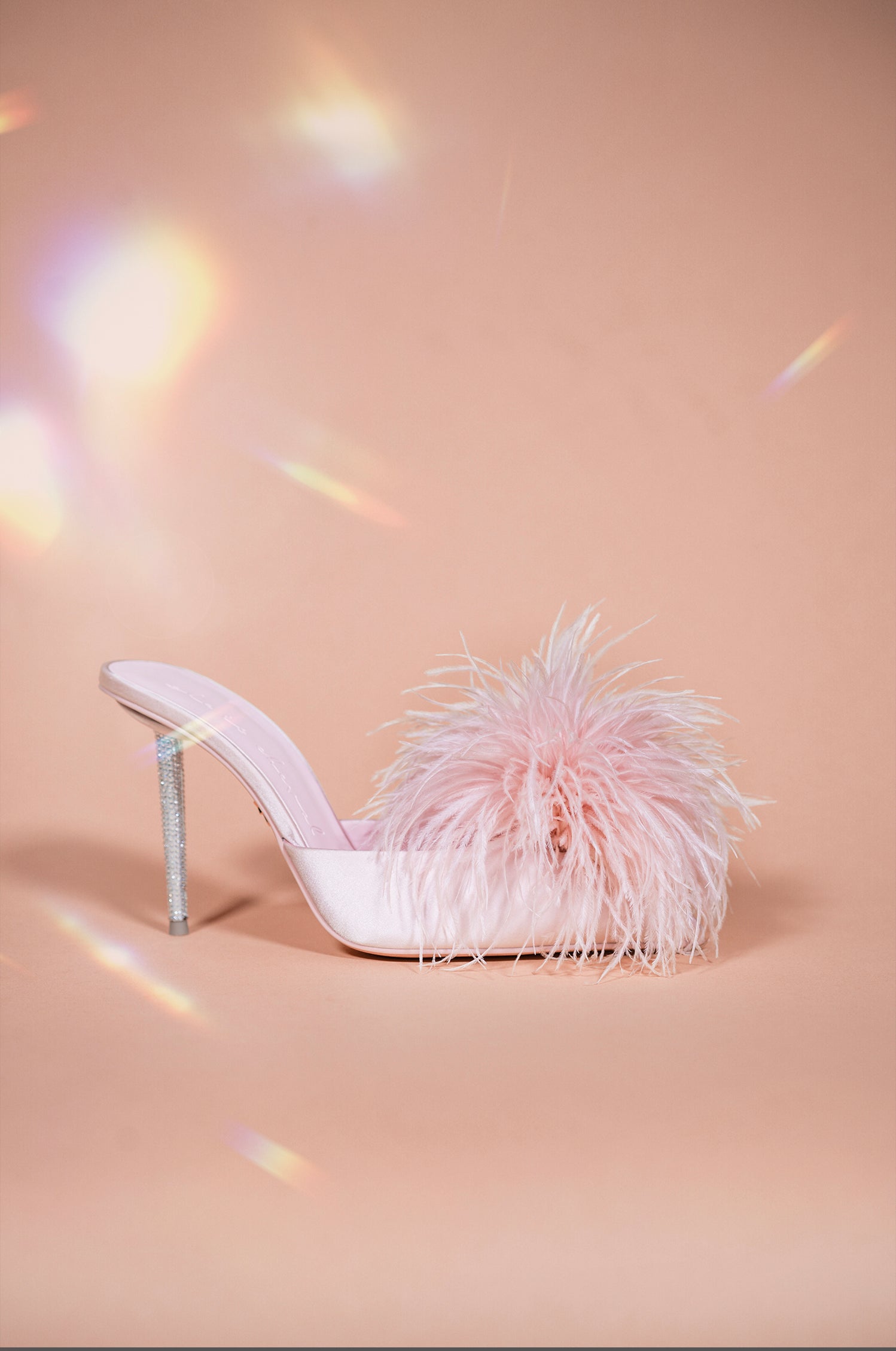 Pink Feather Crystal Wrap Sandals With High Heels Luxury Women Summer Sweet  Shiny Shoes Design Ladies Luxury Elegant Sandals