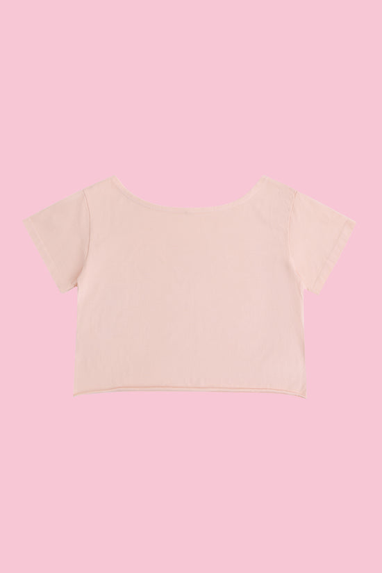 Off-Shoulder Rolled Hem Cotton T-Shirt